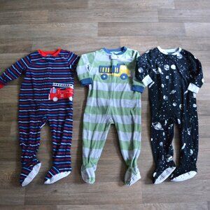 Carter's Fleece Zippered Onesie Footed  Pajamas Lot Bundle of 3 Size 18 Months